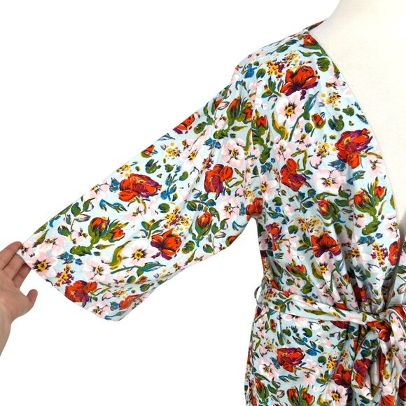 Vera Bradley Sea Air Floral Knit Robe Blue Multicolor Size Small/Medium - Picture 4 of 12